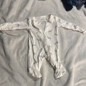 Carter's White and Blue Striped Footie